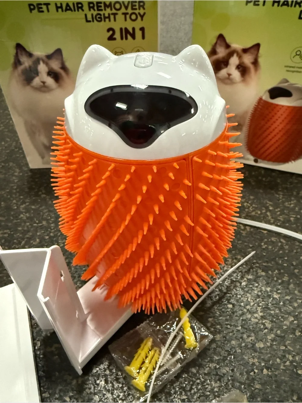 Interactive Rotating Cat Laser Toy with Brush, Orange with sensors